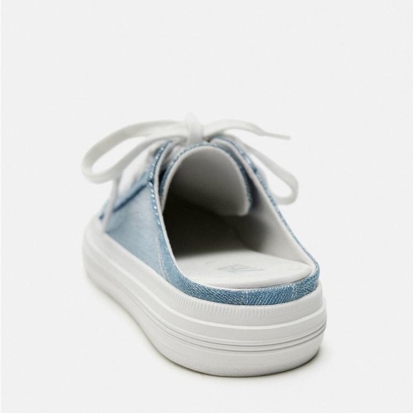 ZARA NWT METALLIC OPEN BACK DENIM SNEAKERS - Picture 3 of 5